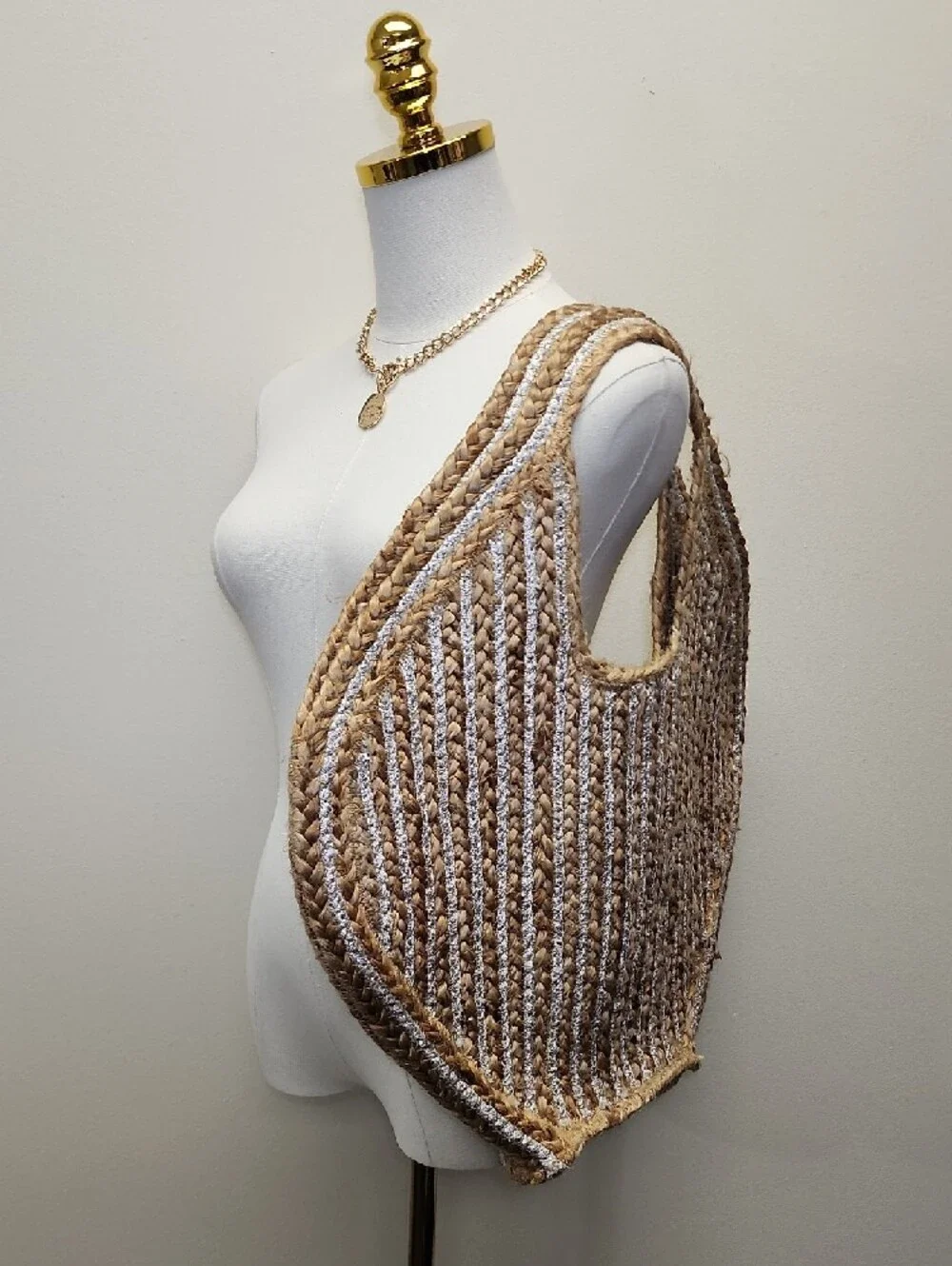 Handwoven Straw Shoulder Tote Bag Boho Beach Resort Natural Tan OS